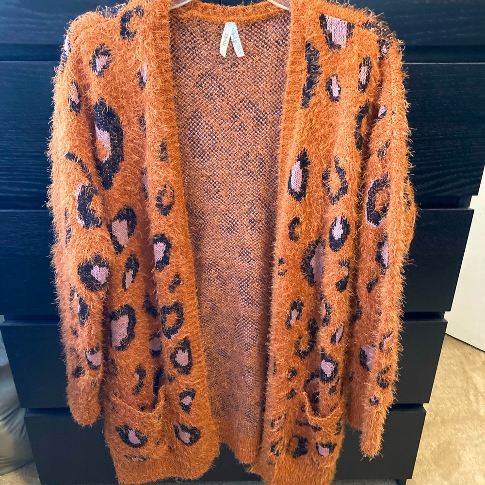 Leopard open front cardigan